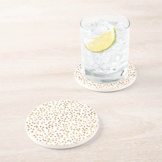 Gold Leaf Confetti Muster Sandstein Untersetzer (Seite)