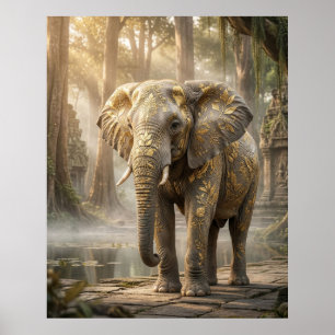 Gold Leaf Elefanten Hain Poster