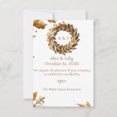 Gold Leaf elegante Hochzeitseinladung Antwortkarte RSVP Karte (Vorderseite)