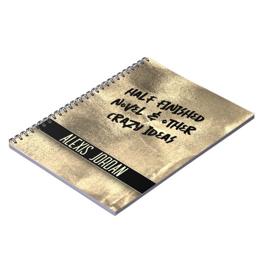 Gold Leaf Fantasy Black and White Graffiti Notizblock (Linke Seite)