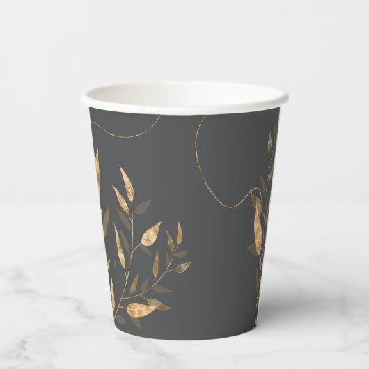 Gold Leaf Floral 25th Anniversary ID1169 Pappbecher (Rückseite)