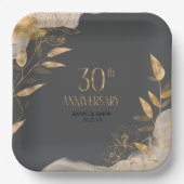 Gold Leaf Floral 30th Anniversary ID1169 Pappteller (Vorderseite)