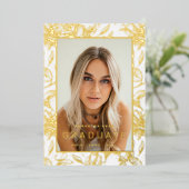 Gold Leaf Foil Pressed Blume Grad Ankündigung (Stehend vorne)