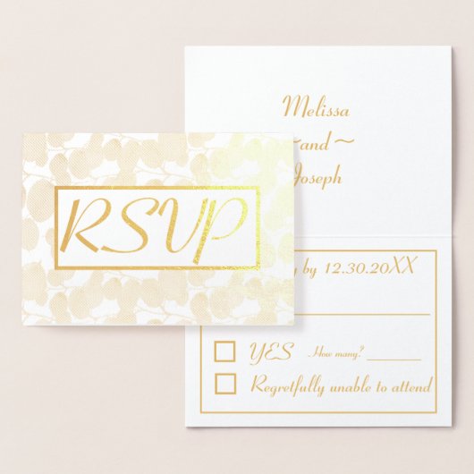 Gold Leaf Foliage Wedding RSVP Folienkarte (Anzeige)