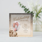 Gold Leaf Foto Einladung (Stehend Vorderseite)