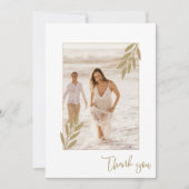 Gold Leaf Foto Elegant Wedding Vielen Dank Dankeskarte (Vorderseite)