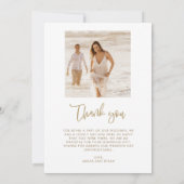 Gold Leaf Foto Elegant Wedding Vielen Dank Dankeskarte (Rückseite)