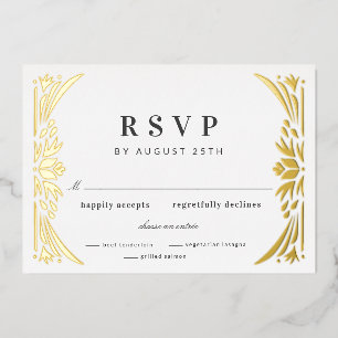 Gold Leaf Gilded Age Foil Wedding RSVP Folieneinladung
