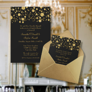 Gold Leaf Glitzer Confetti Dots Couples Dusche Einladung