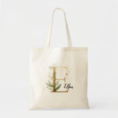 Gold Leaf Greenery Elegant Foliage Monogram "E" Tragetasche (Vorne)