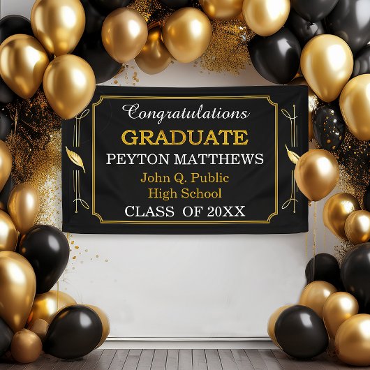 Gold Leaf Herzlichen Glückwunsch Graduate 20XX Banner