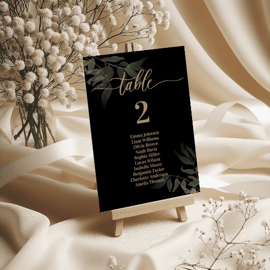 Gold Leaf Hochzeit Tischkarten Smaragdgrün Tischnummer