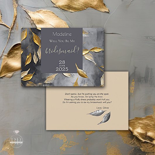 Gold Leaf Impasto Noir Einladung