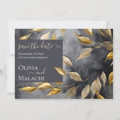 Gold Leaf Impasto Noir Einladung (Vorderseite)