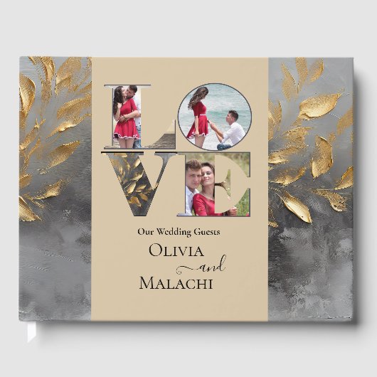 Gold Leaf Impasto Noir Gästebuch (Vorderseite)