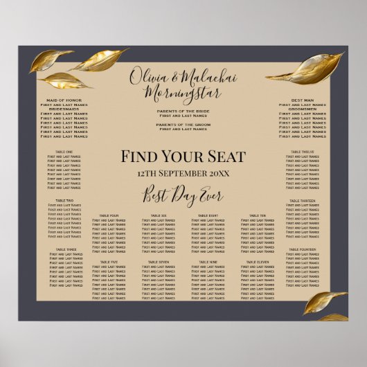 Gold Leaf Impasto Noir Poster (Vorne)