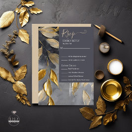 Gold Leaf Impasto Noir RSVP Karte