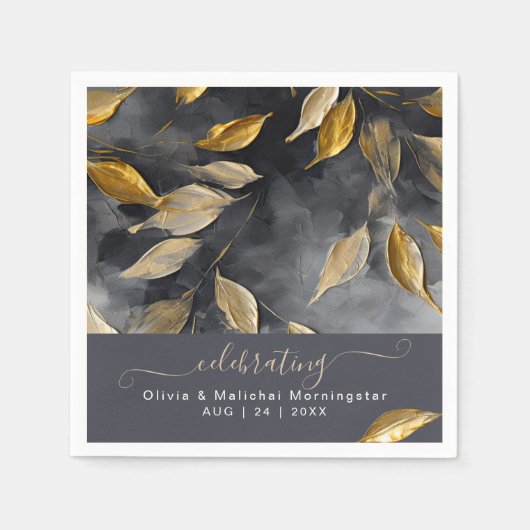 Gold Leaf Impasto Noir Serviette (Vorderseite)