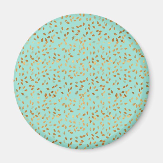 Gold-Leaf-Konfetti-Muster auf Minze Magnet (Vorne)