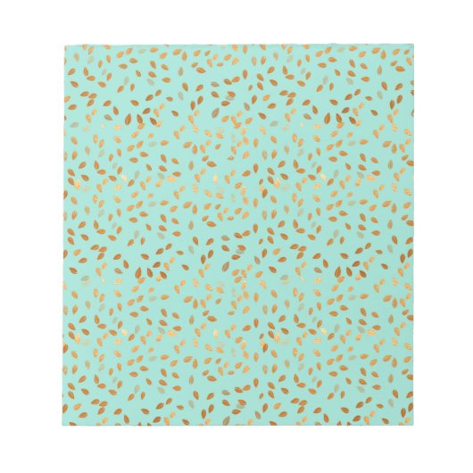 Gold-Leaf-Konfetti-Muster auf Minze Notizblock (Vorderseite)