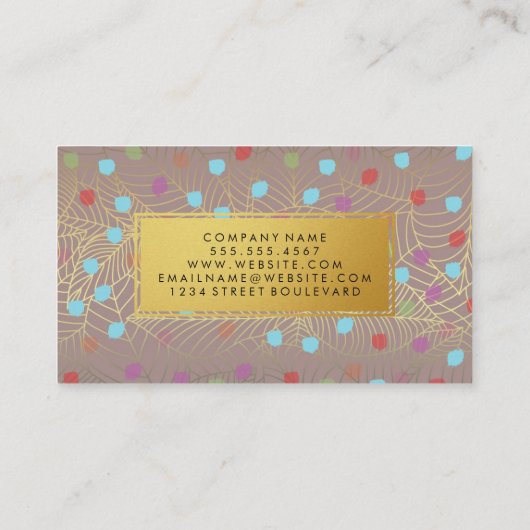 Gold Leaf Line Art | Speck mit farbenfrohen Pinsel Visitenkarte (Rückseite)