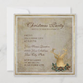 Gold Leaf Look Deer Head Antler Weihnachts-Party Einladung (Rückseite)