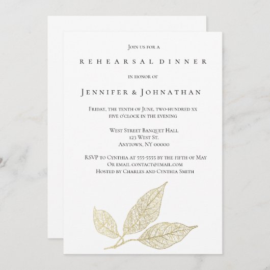 Gold Leaf Moderne Probe Einladung (Vorne/Hinten)