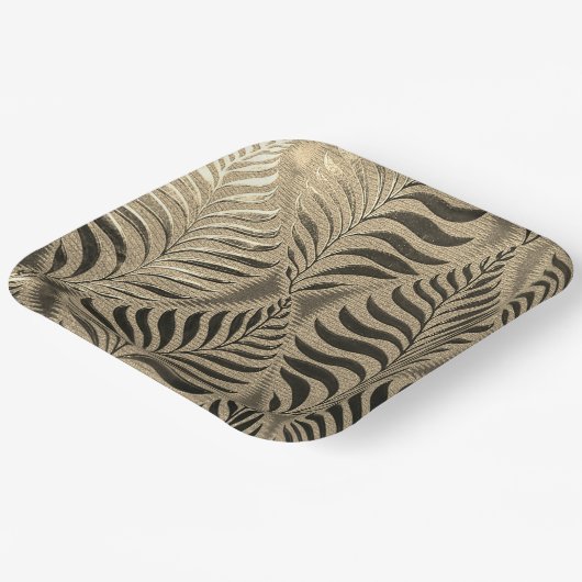 Gold Leaf Motif Square Pappteller (Gewinkelt)