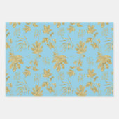 Gold Leaf Navy White Green Spring Brautparty Geschenkpapier Set (Vorderseite 2)