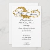 Gold Leaf Post Wedding Brunch Einladung (Vorne/Hinten)