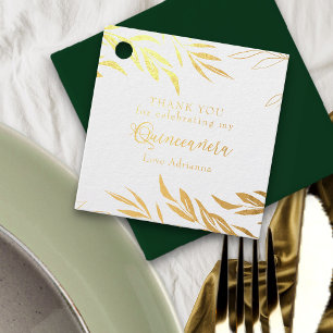 Gold Leaf Quinceanera Vielen Dank Geschenkanhänger