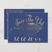 Gold Leaf Save the Date Ankündigungspostkarte (Vorne/Hinten)