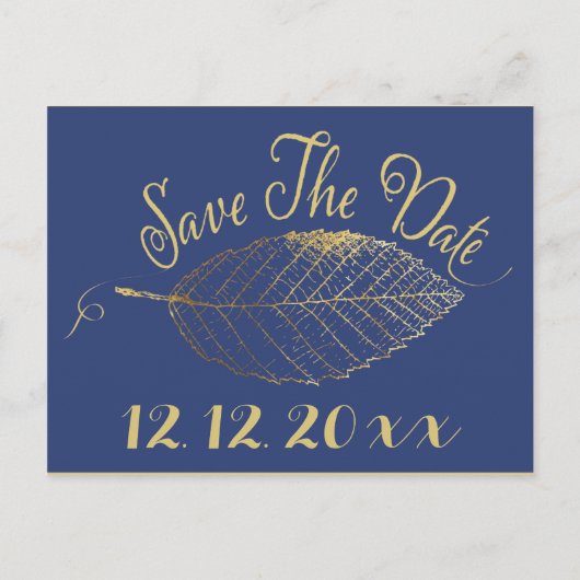 Gold Leaf Save the Date Ankündigungspostkarte (Vorderseite)