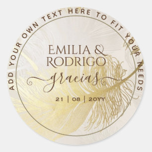 Gold Leaf Spanish Boda Gracias Wedding Vielen Dank Runder Aufkleber