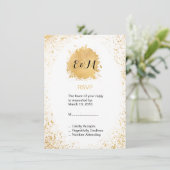 Gold Leaf Spray Einladung (Stehend Vorderseite)