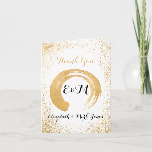 Gold Leaf Spray Vielen Dank Note Card Dankeskarte (Vorderseite)