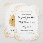 Gold Leaf Spry Save the Date Karte (Vorne/Hinten)