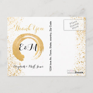 Gold Leaf Spry Vielen Dank PostCard Postkarte