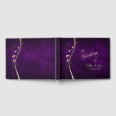 Gold Leaf Swirl Deep Lila Wedding Gästebuch (Voll)