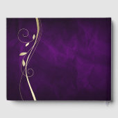 Gold Leaf Swirl Deep Lila Wedding Gästebuch (Rückseite)