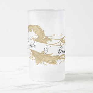 Gold Leaf und Banner Wedding Mattglas Bierglas