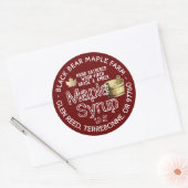 Gold Leaf und Bucket Wood Fired Ahornsirup Rot Runder Aufkleber (Umschlag)