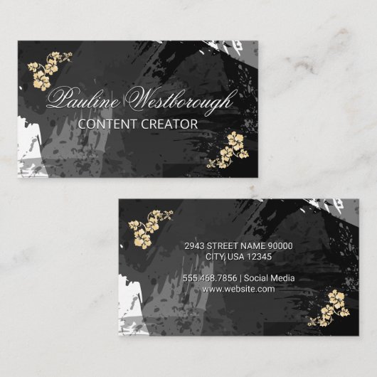 Gold Leaf | Wasserfarbe Visitenkarte (Vorne/Hinten)