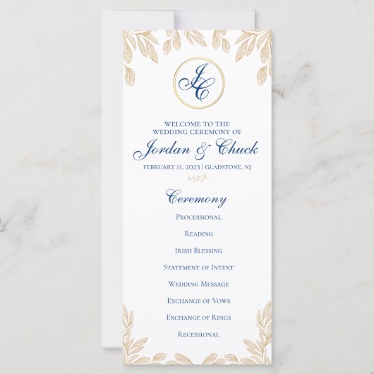 Gold Leaf Wedding Program (Vorderseite)