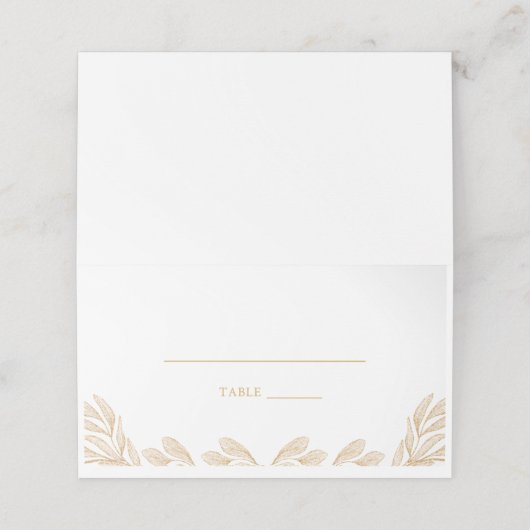 Gold Leaf Wedding Reception Platzkarte (Außenseite Aufgefaltet)
