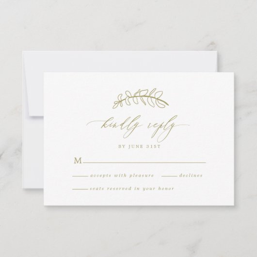 Gold Leaf Wedding RSVP Card Karte (Vorderseite)