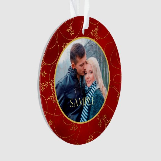 Gold Leaf Wein Foto Vorlage Weihnachten Ornament (Vorderseite)