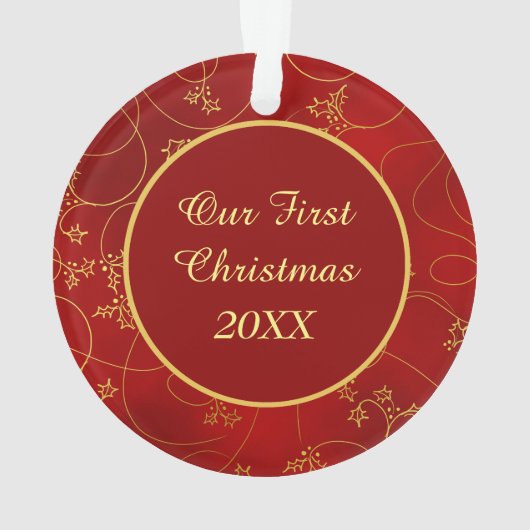 Gold Leaf Wein Foto Vorlage Weihnachten Ornament (Rückseite)