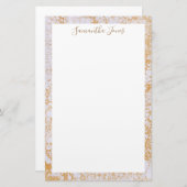 Gold Leaf Weißmarmor Metallic | PERSONALISIERT Briefpapier (Vorne/Hinten)