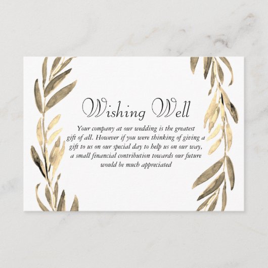 Gold Leaf Wreath Hochzeit wünschend gut Begleitkarte (Vorderseite)